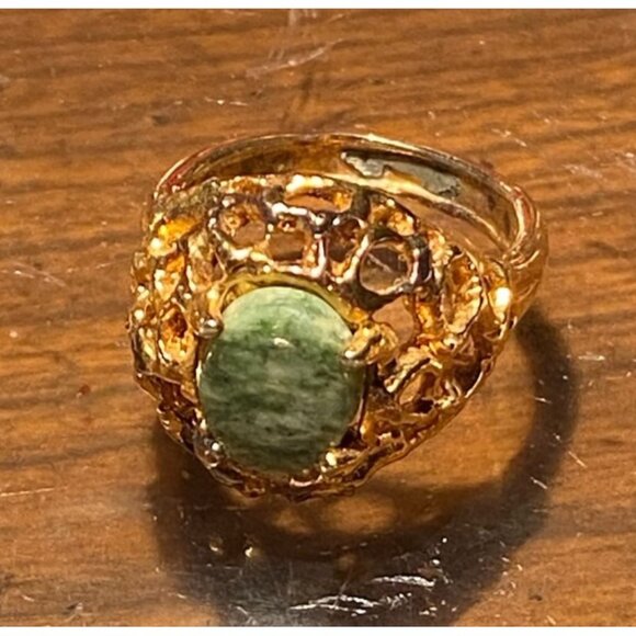 Vintage Connemara Marble Ring (Size 8) | Marked 14K RGP | Authentic Irish Herita - Picture 5 of 13